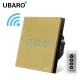 UBARO EU Wireless Remote Control Switch Black Luxury Crystal Glass Panel Smart Home Wall Light Led Indicator Sensor 1/2/3 Gang