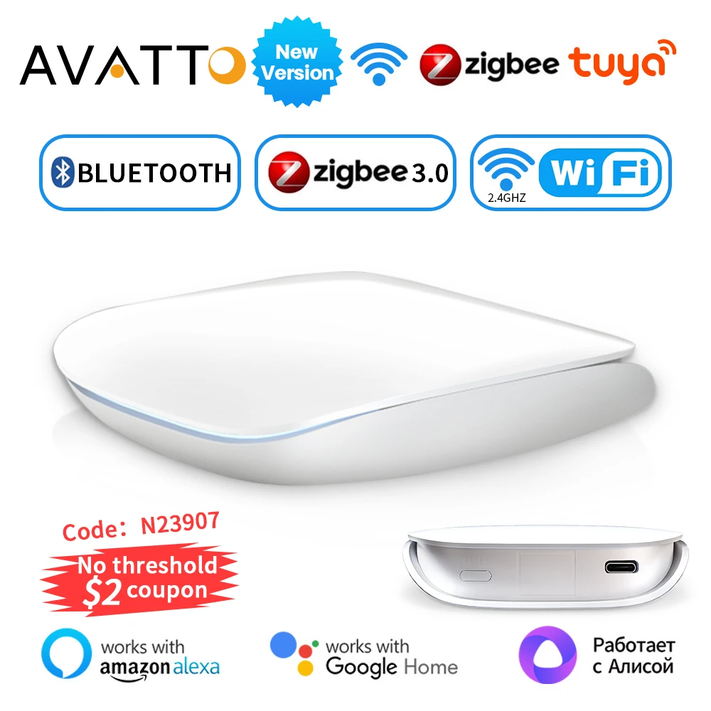 AVATTO Tuya ZigBee3.0/BLE Smart Gateway Hub Multimodel Smart Home